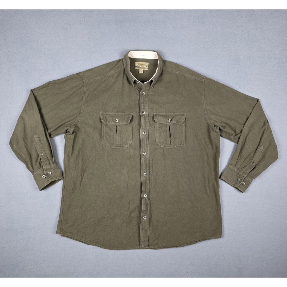 Vintage Cabelas‎ Deerskin Shirt Mens X-Large Tall Brown Chamois Soft Workwear XL